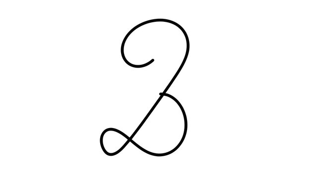 Elegant black number two on white background.