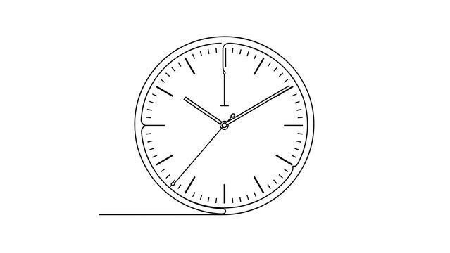 Minimalist clock illustration on white background.
