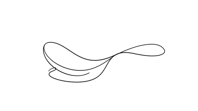 Minimalist line art spoon drawing white background.