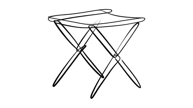 Folding camping stool isolated on white background.