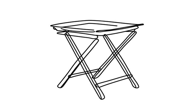 Folding camping table illustration white background.