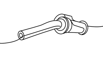 Obraz premium Simple line art fire hose nozzle white background.