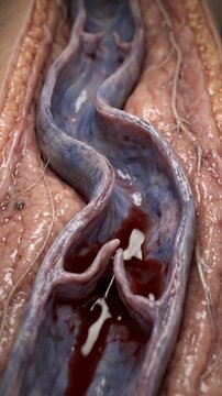 Human vascular affliction: varicose vein, vascular problem, venous disease, poor circulation, blood flow, valve malfunction, vessel inflammation, circulation disorder.