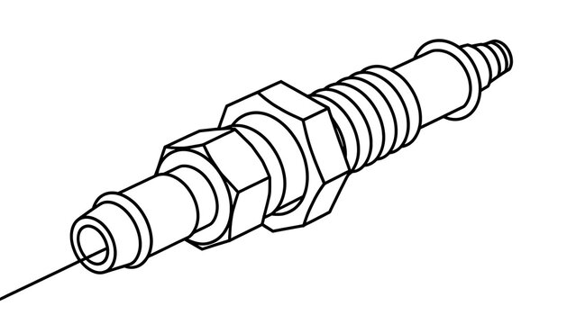 Technical drawing of threaded rod with white background.