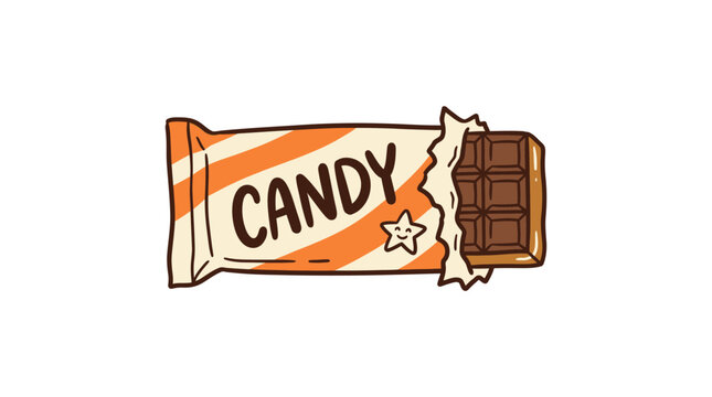 Delicious Chocolate Candy Bar Vector Illustration Isolated on White Background