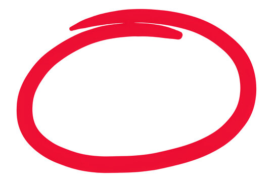 Hand drawn red circle marker. Isolated scribble shape for highlighting important text.