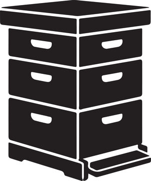 Wooden Langstroth Beehive Black Silhouette Isolated on White Background