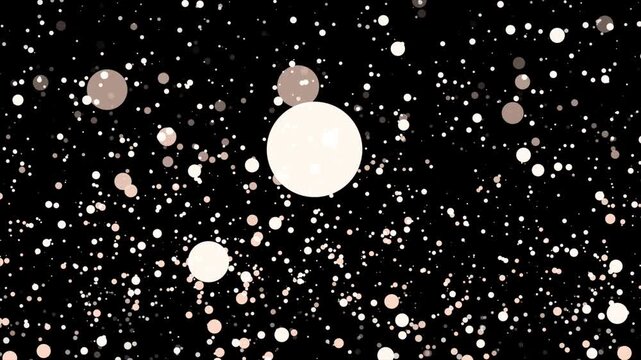 Loop white bokeh particles flow up animation on black abstract background for screen project overlay. event, Festival,wedding anniversary