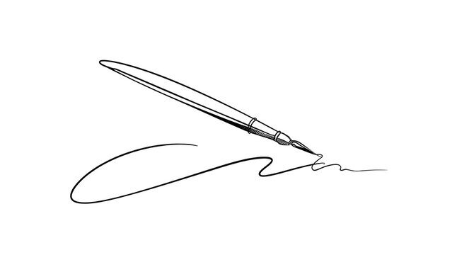 Elegant fountain pen writing on white background.