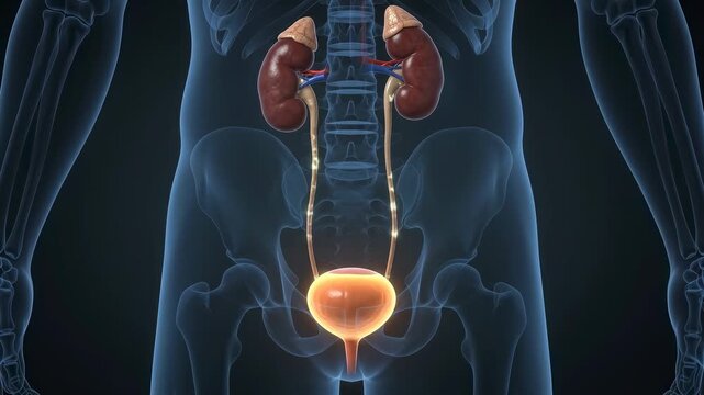 3d medical animation of the human urinary system process