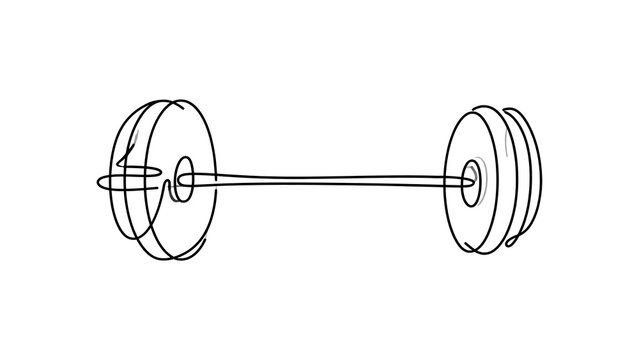 Barbell with weights on white background.
