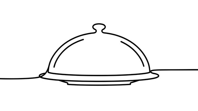 Minimalist cloche bell jar line art white background.