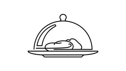Fototapeta premium Roast chicken under cloche white background.