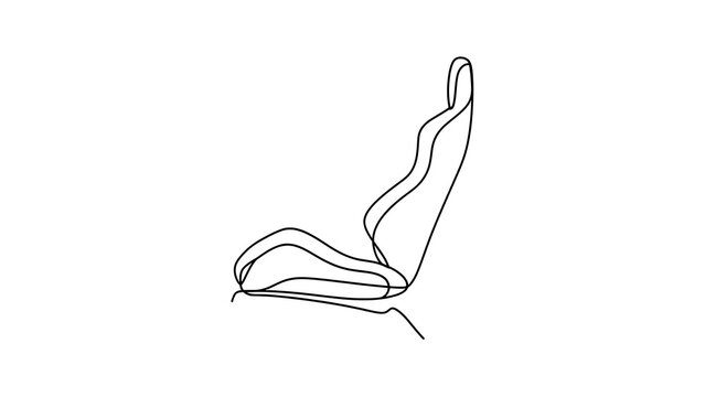 Minimalist racing seat line art white background.