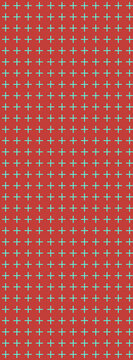 Red background with green plus signs in a grid pattern