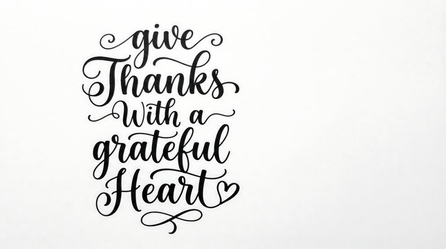 Elegant hand lettering design with the phrase give thanks with a grateful heart for your thanksgiving day celebration