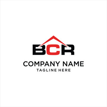 Letter BCR house logo design. Initial BCR Construction logo design template