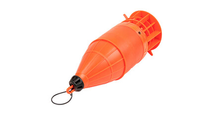 Bright plastic orange barrel shaped fishing float tackle accessory isolated on transparent background © PNG_MEGAStock