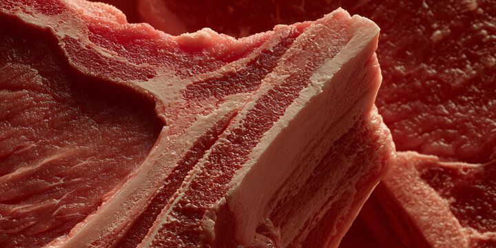 Close-up of raw pork belly with distinct layers of meat and fat