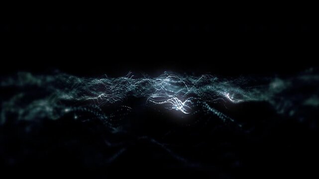 Abstract Digital Particle Wave Loop - Blue Network Background