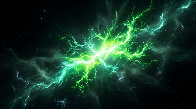 Abstract Green Plasma Energy Burst and Cosmic Electric Nebula Background