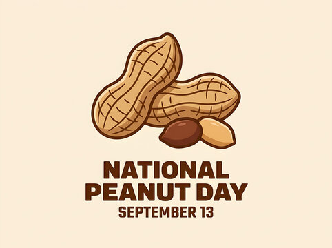 Vector illustration for National Peanut Day featuring peanut pods, kernels, and bold brown text on framed background.