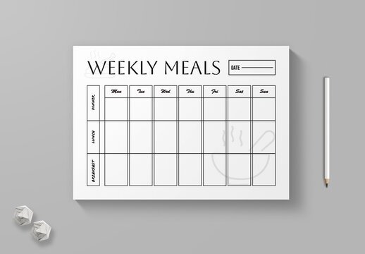 Printable Weekly Meal Planner Template With Breakfast Lunch Dinner Schedule Layout