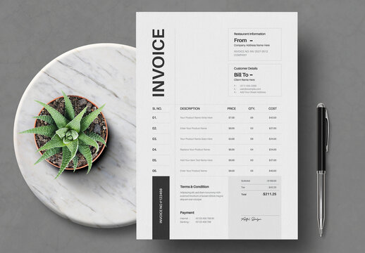 Professional Minimal Business Invoice Template Layout