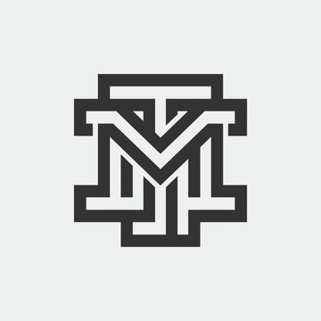 Bold geometric interlocked letters MT monogram logo.