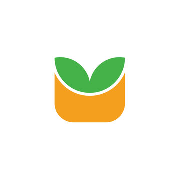 leaf vegetables basket green logo vector