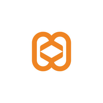 letter h squares curves linked geometric logo vector