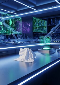 Robotic arms laboratory futuristic technology
