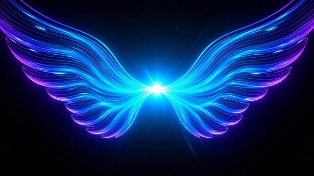Neon wings with blue and purple glow