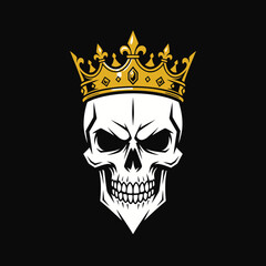 Fototapeta premium Detailed white skull wearing ornate gold crown.