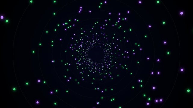 Symmetrical Equilibrium Flow: The glowing green particles rush through the microscopic tunnel
