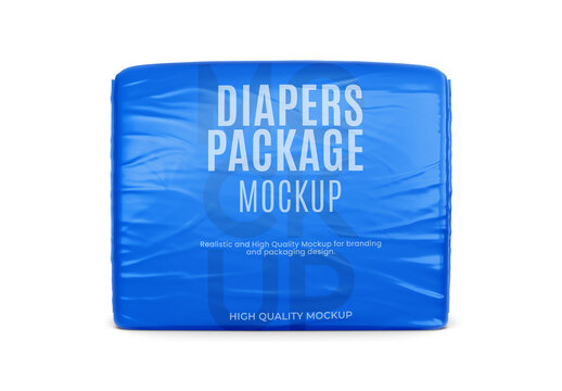 DIAPERS PACKAGE Mockup for Commercial Branding and Product Advertising