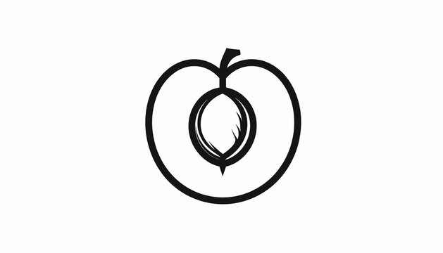 Minimalist Line Drawing of an Apple with Bite Taken Out.