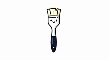 Naklejka premium Minimalist cute paintbrush character with black handle.