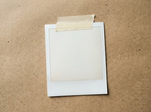 A blank white piece of paper attached to a brown cork board with a strip of adhesive tape for message display
