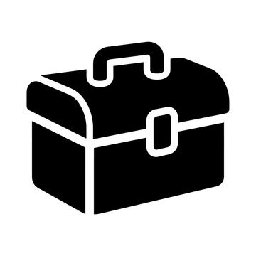 Silhouette of a Classic Toolbox with Handle and Lock.