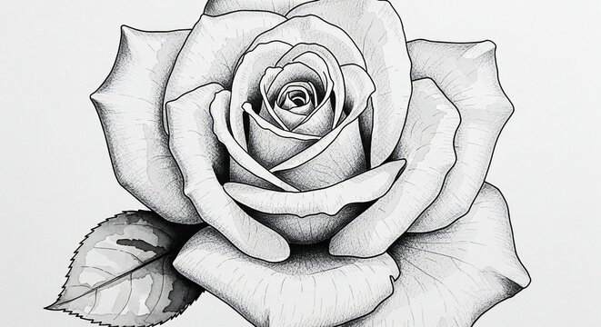 Rose flower botanical illustration