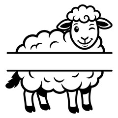 Sheep standing behind blank ribbon sign template vector © AnilChandra