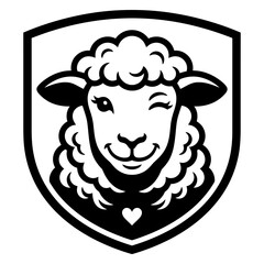 Smiling sheep head inside decorative farm shield emblem © AnilChandra