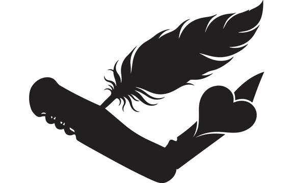Angel Silhouette Symbol with Feathered Wings and Halo, Black Emblem Icon for Spirituality, Protection, and Faith Concept