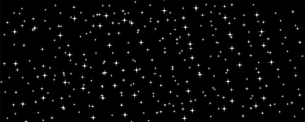 Sparkling white stars pattern on black background abstract twinkling starry night sky light effect vector © Lailatul