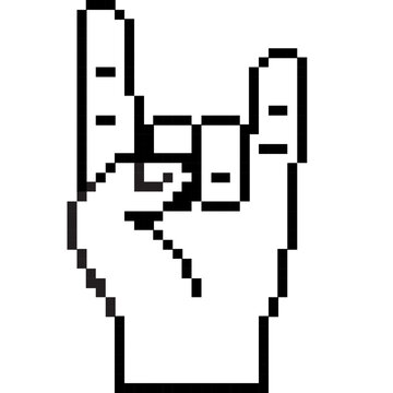rock hand sign pixel art icon
