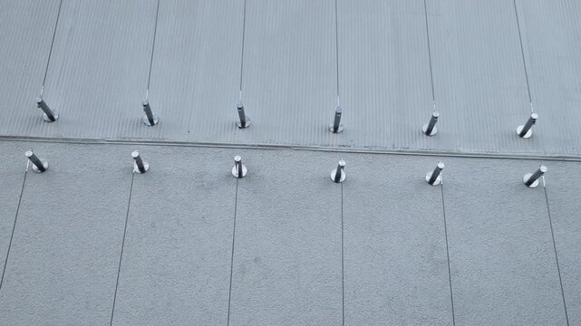 Plant Support climbing plant and vines ivy, wisteria, clematis, or star jasmine grow up exterior facade building. ​Wall Protection metal standoff spacers offset cables few inches away from wall air ci