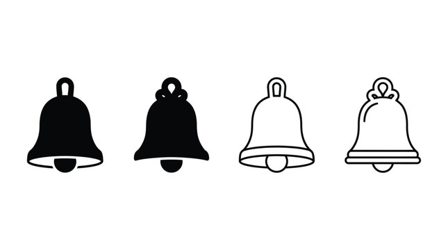 Four Bell Shapes In Black And White Line Silhouette
