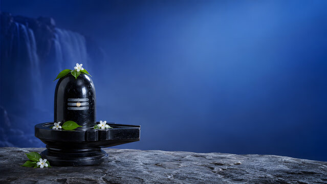 shiva lingam, lord mahadev photo with copy space for poster and banner