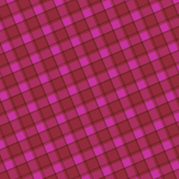 Seamless deep pink and dark red diagonal gingham check pattern with checkered